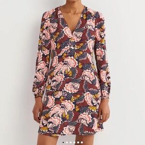 Boden V-Neck Tea Dress Multi Petal Stamp Size US 2R NWT